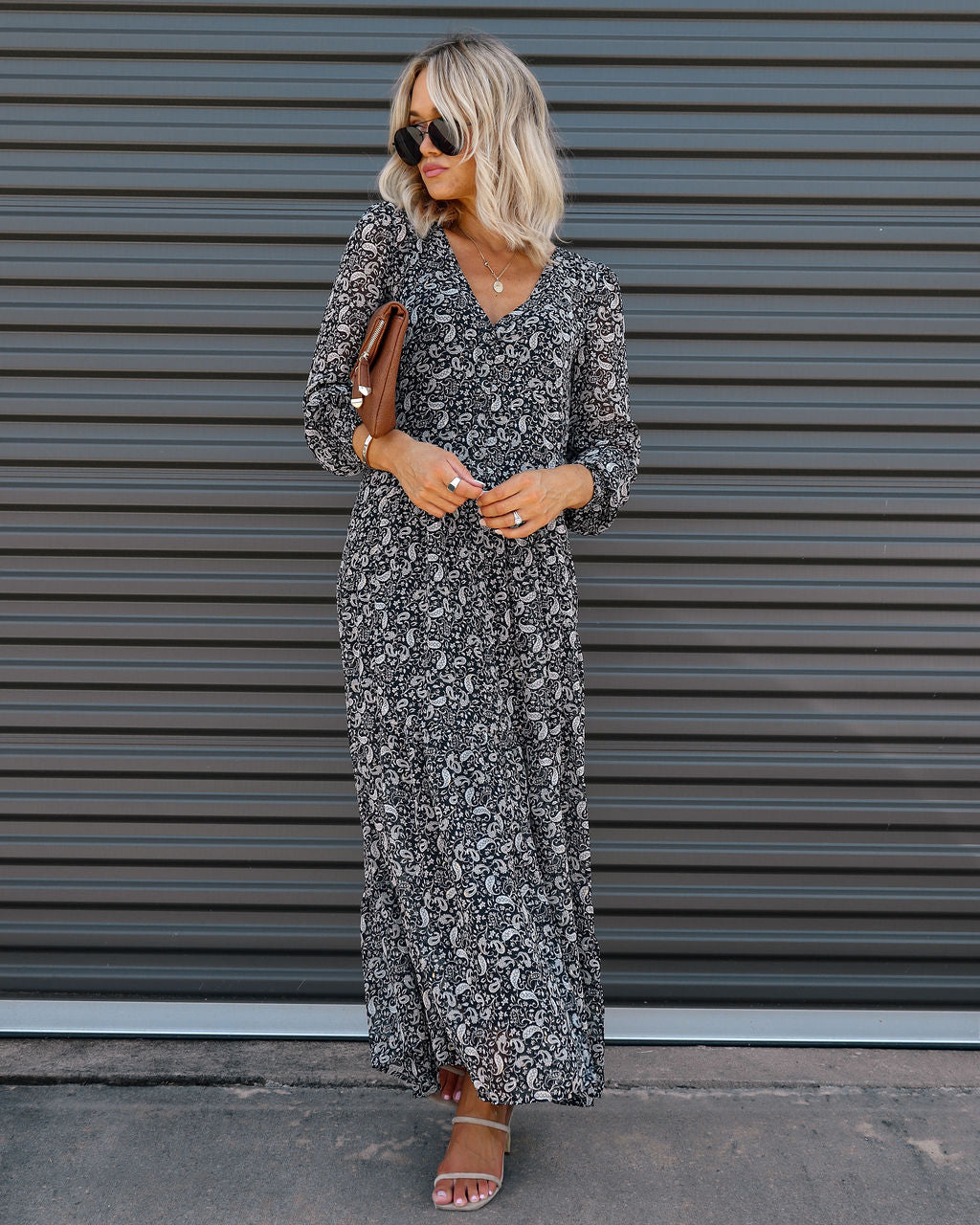 Valery Paisley Tiered Chiffon Maxi Dress