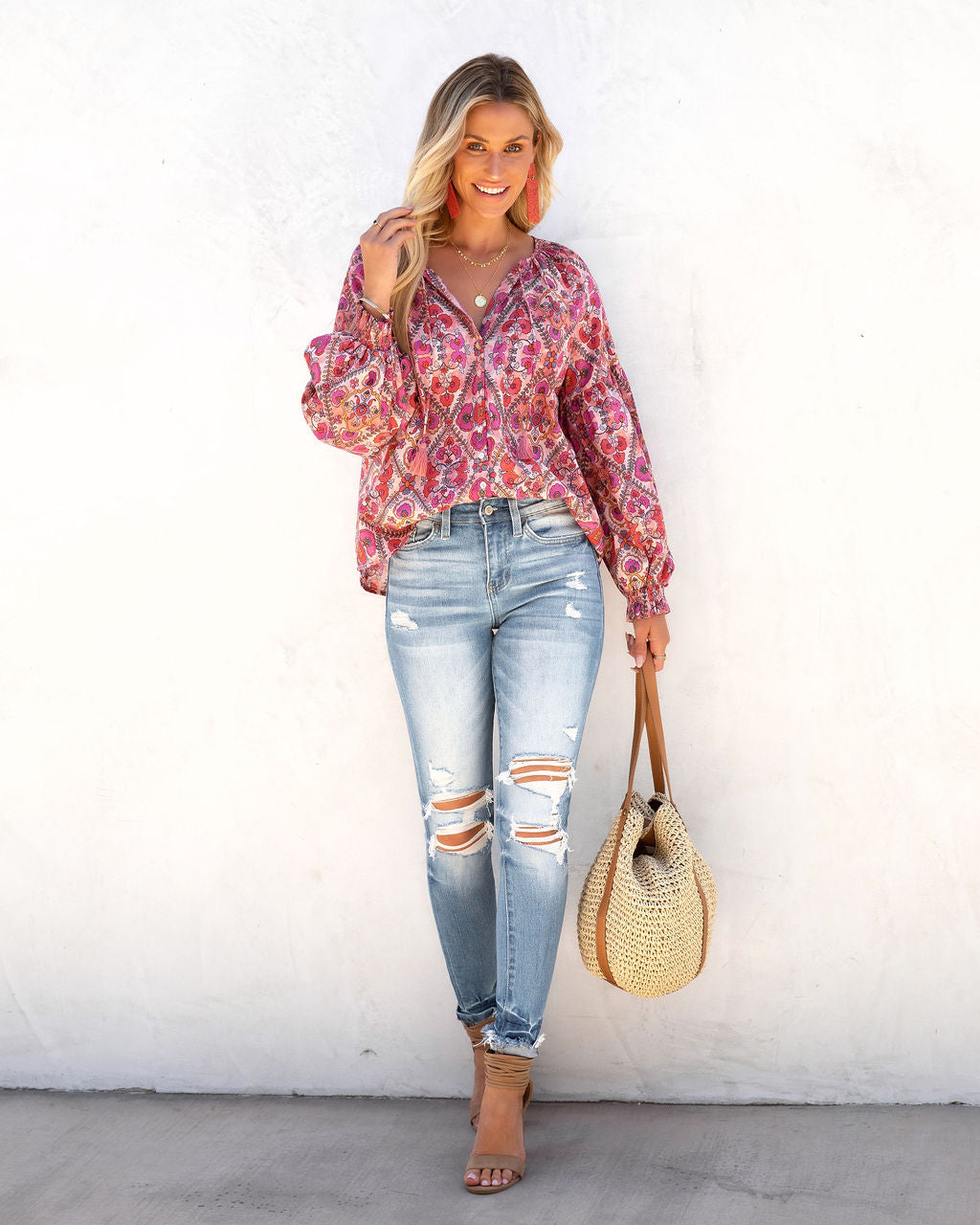 Magnolia Haven Cotton Tassel Tie Top - FINAL SALE