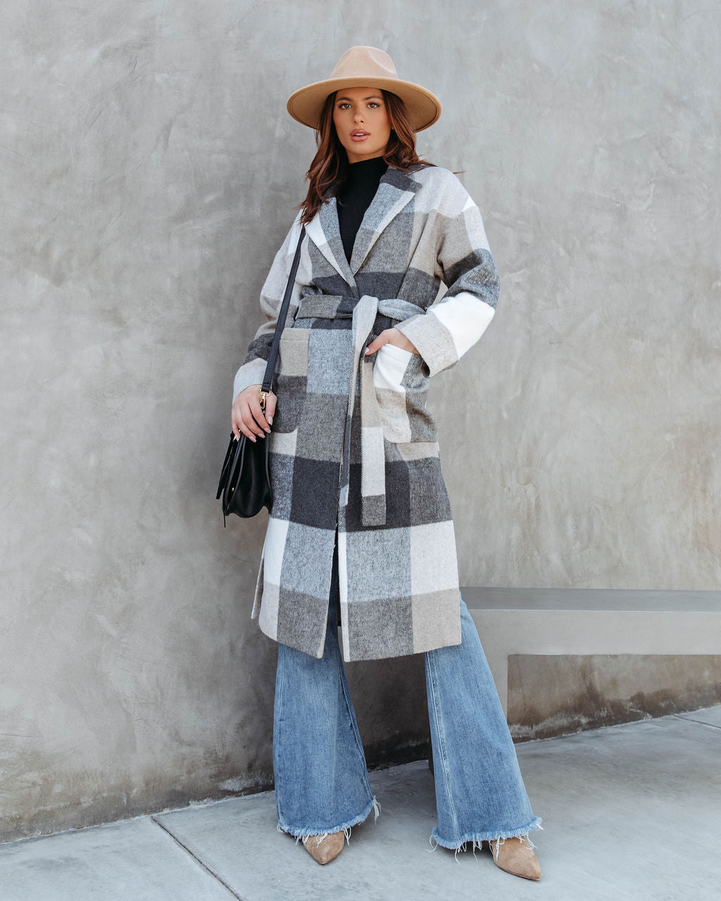 England Pocketed Plaid Coat