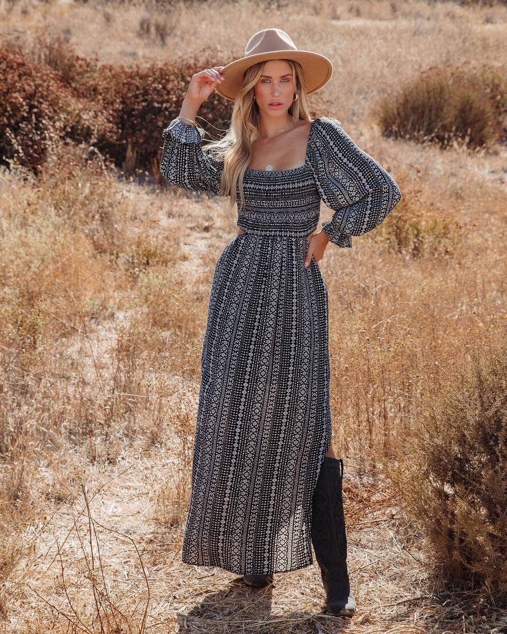 Desert Escape Printed Cutout Maxi Dress