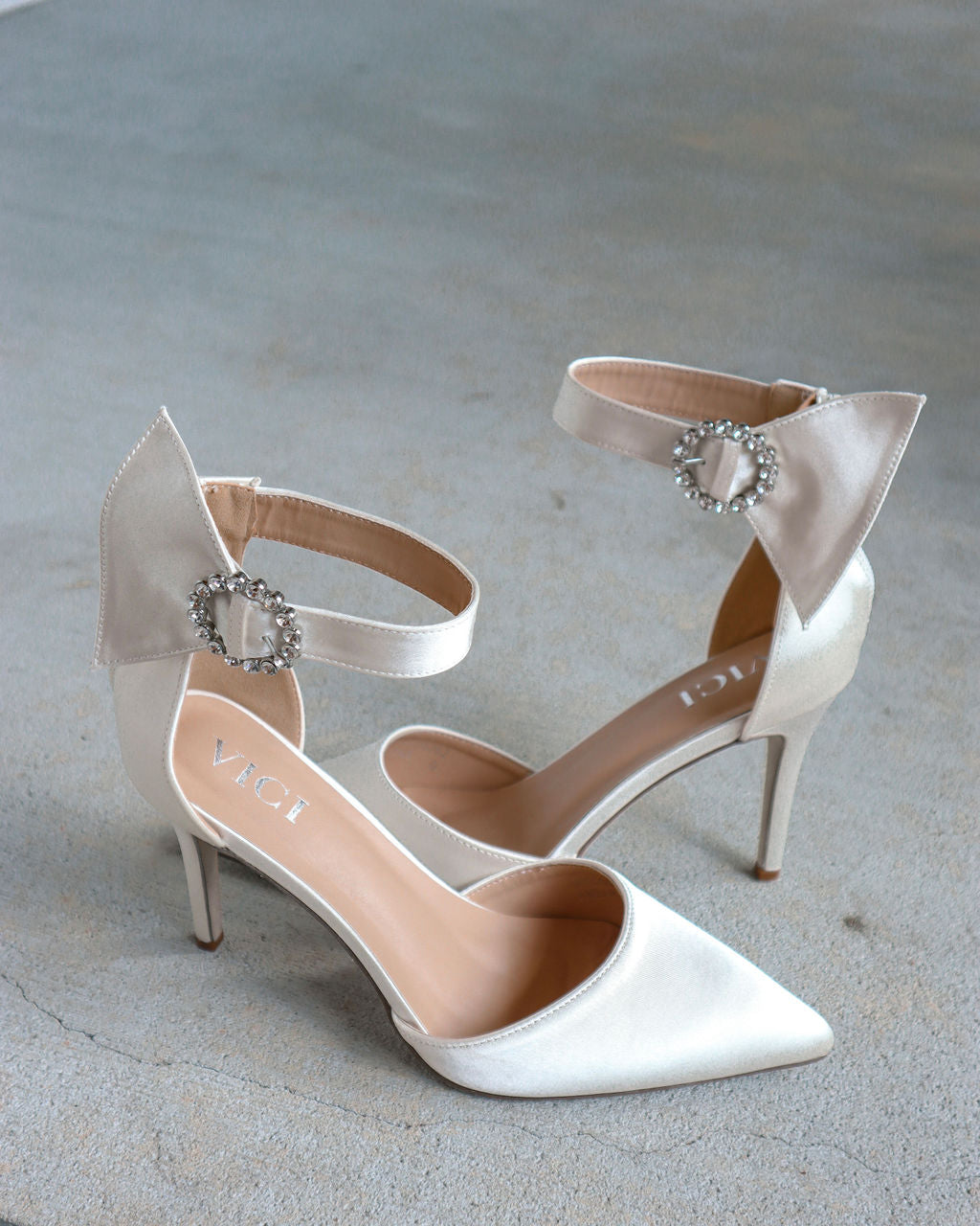 Belle Of The Ball Satin Embellished Pointed Heel - Ivory - SALE