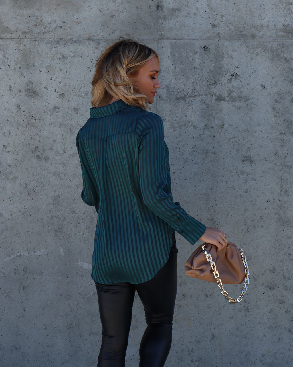 True Happiness Stripe Button Down Top - Pine