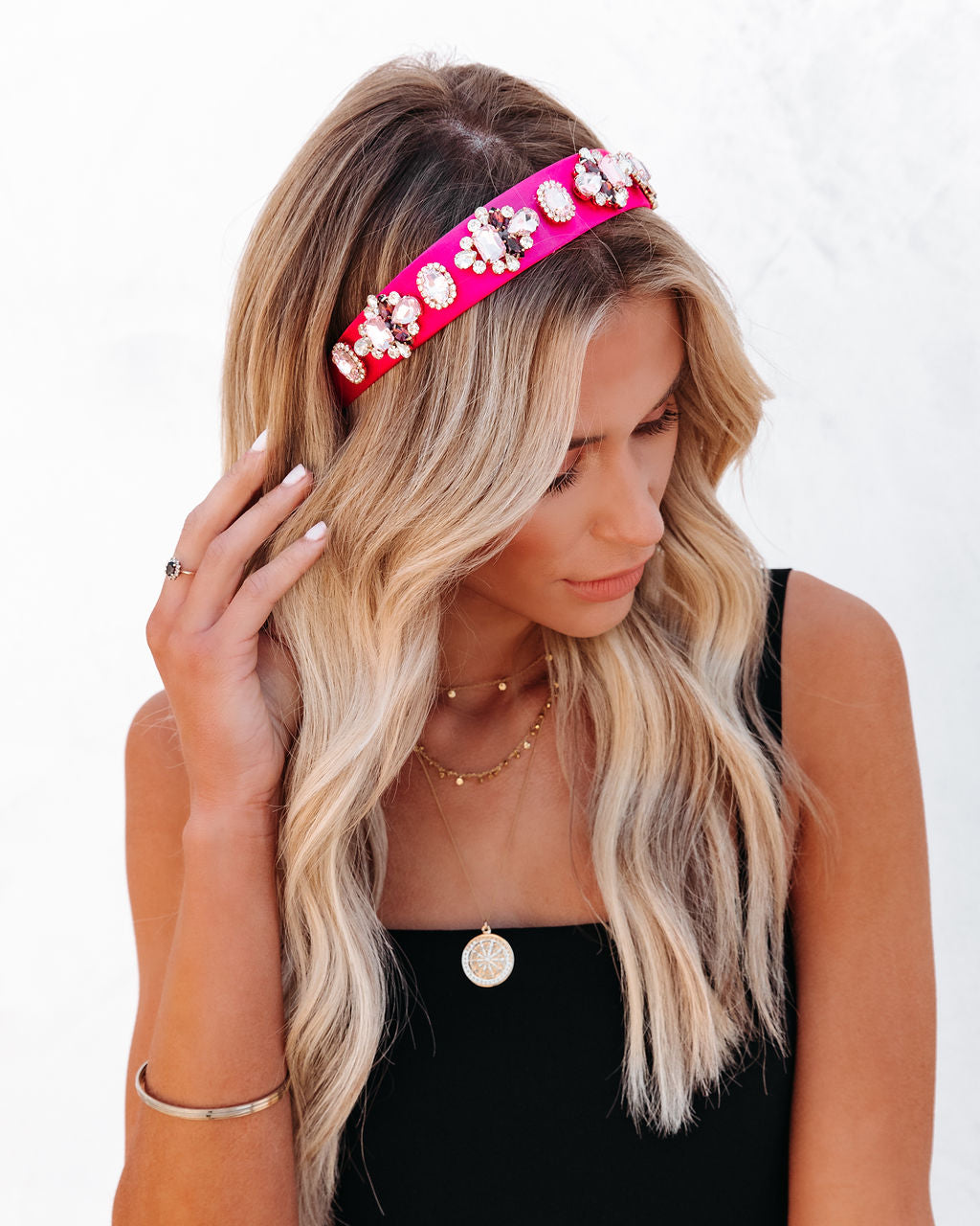 Chloe Crystal Headband - Pink - FINAL SALE