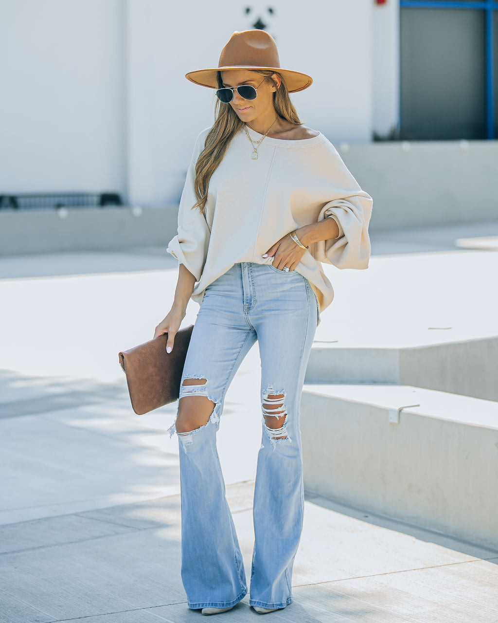 Running Errands Knit Oversized Pullover Sweater - Cream