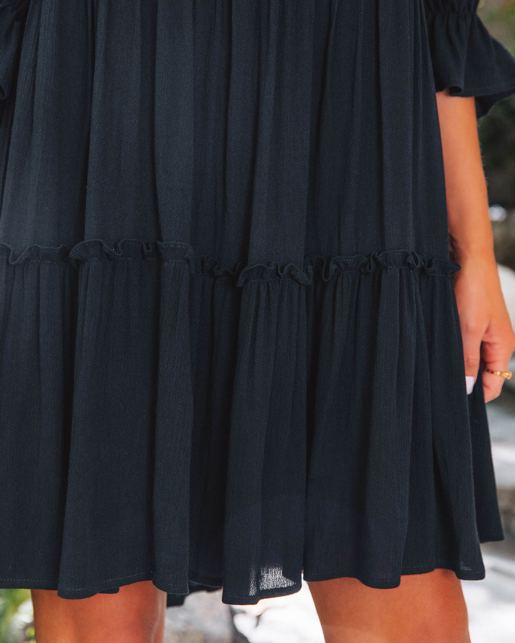 Samson Off The Shoulder Ruffle Tiered Dress - Black - SALE