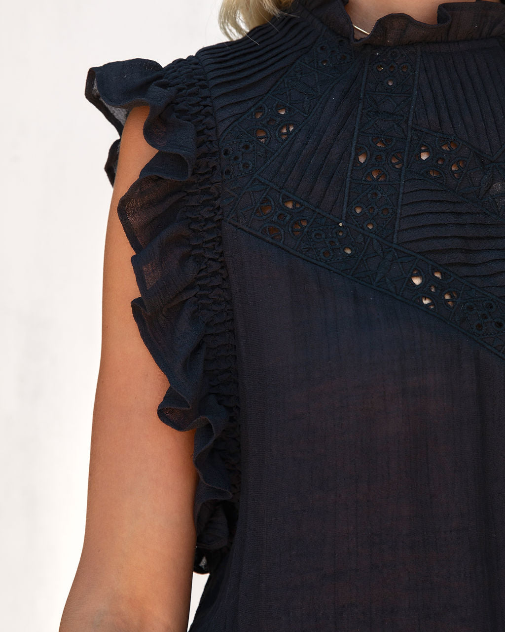 Richardson Embroidered Top - Black - FINAL SALE