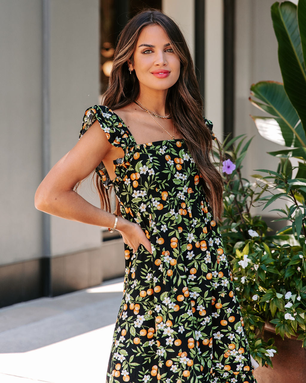 Orchard Ruffle Midi Dress - SALE