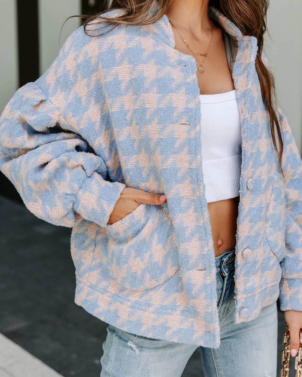 Amelie Houndstooth Pocketed Jacket