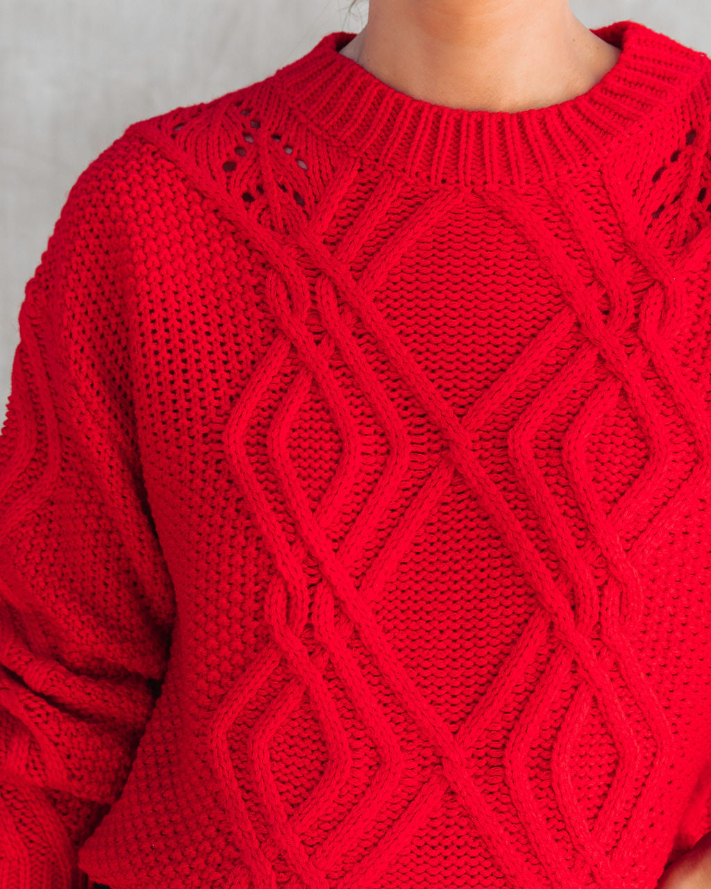 Always Delightful Cable Knit Pullover Sweater - Red