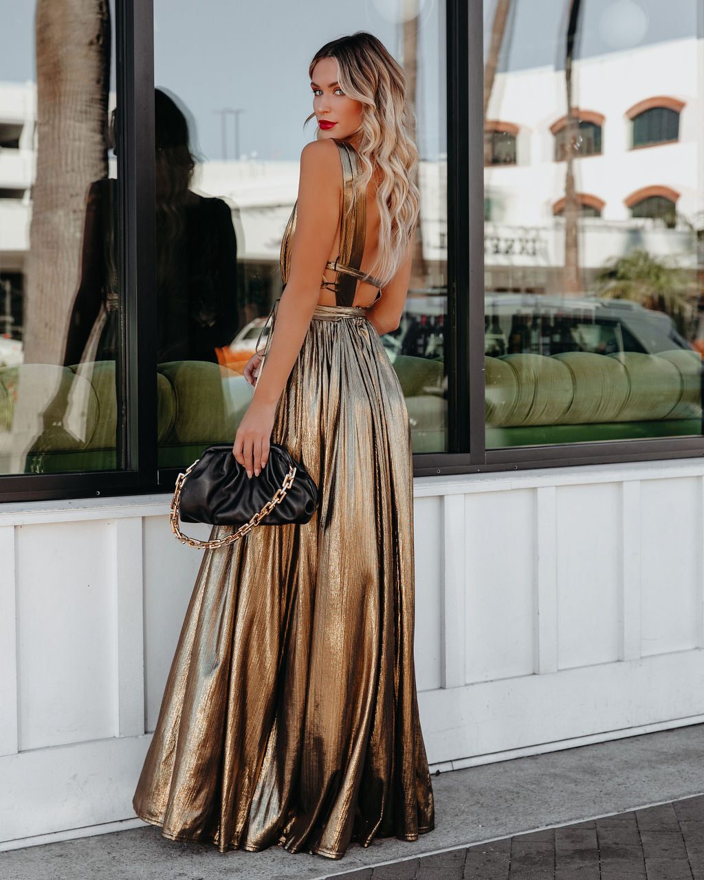 Esmeralda Metallic Wrap Maxi Dress
