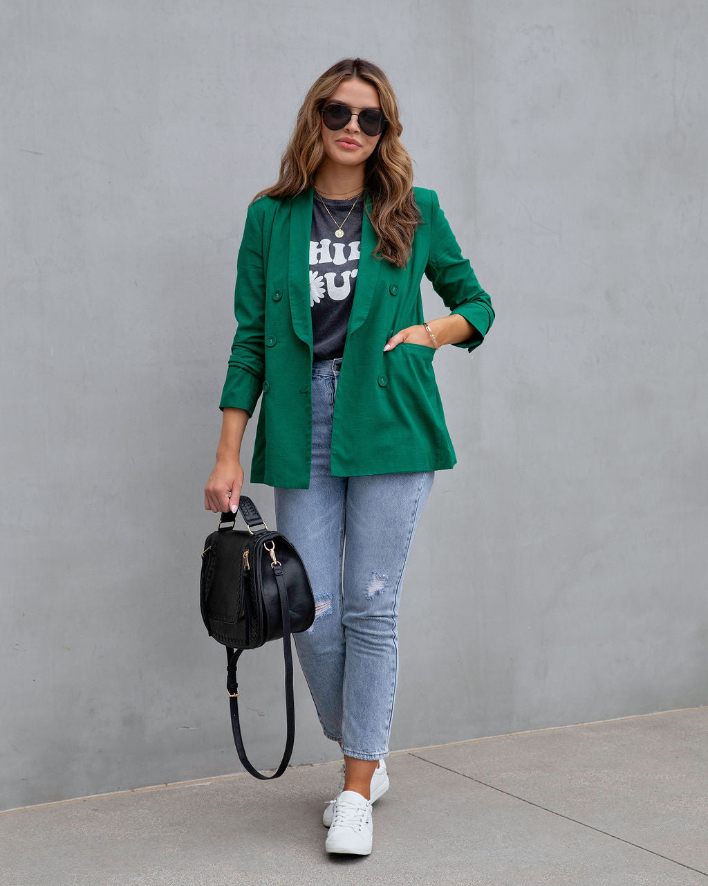 Lilly Pocketed Blazer - Hunter Green - FINAL SALE