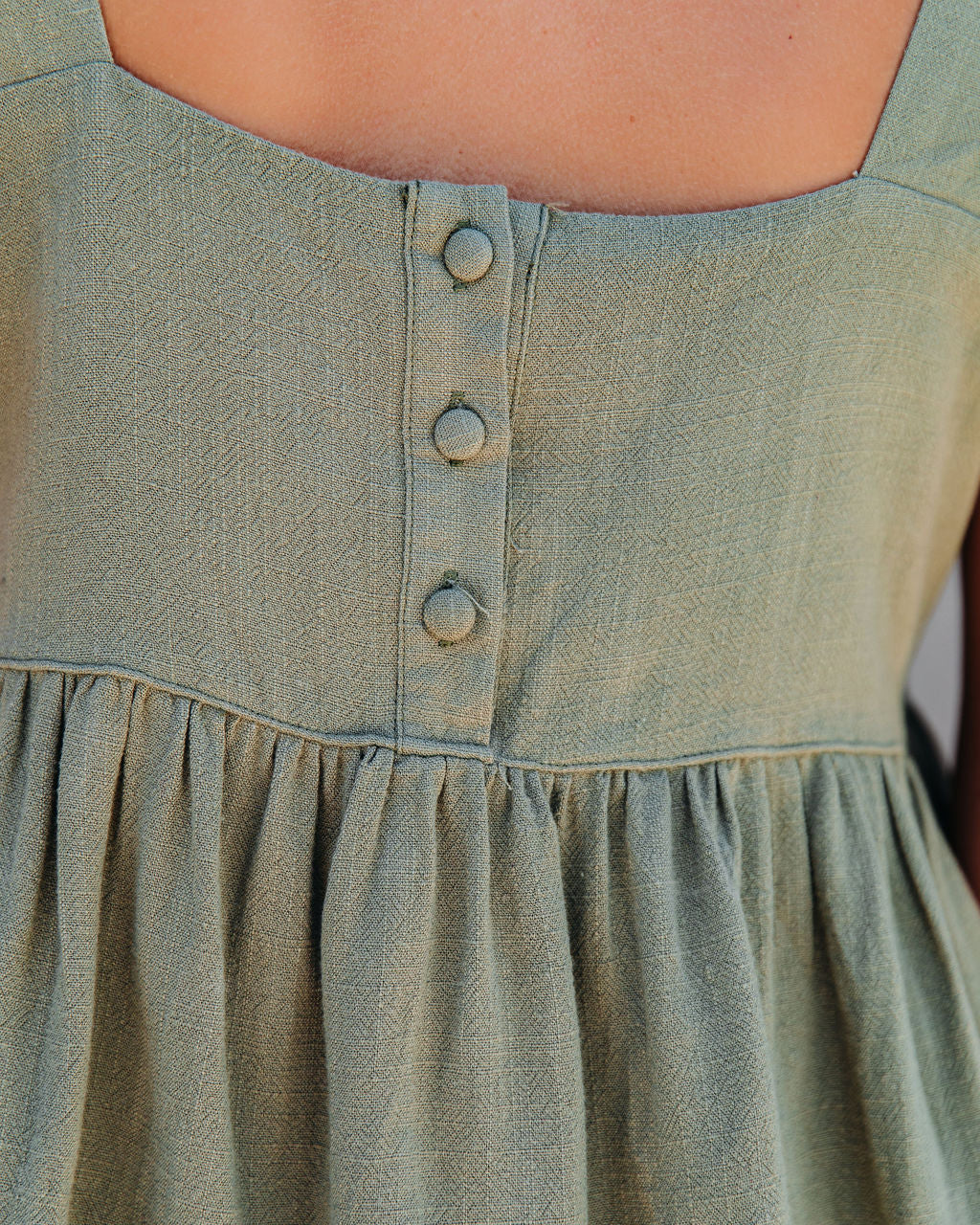 Jody Linen + Cotton Babydoll Top - Olive - SALE