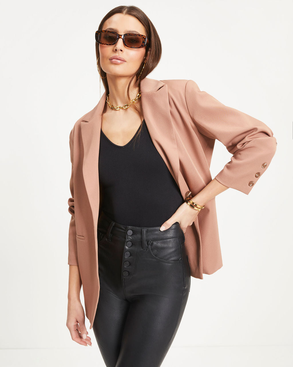 Aubrielle Pocketed Blazer - Camel