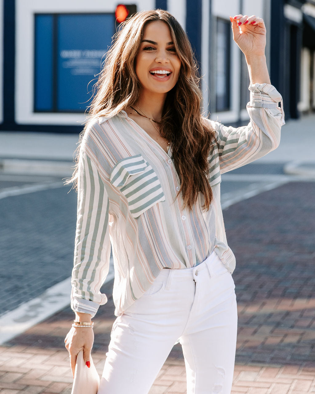 Cultivate Striped Button Down Top