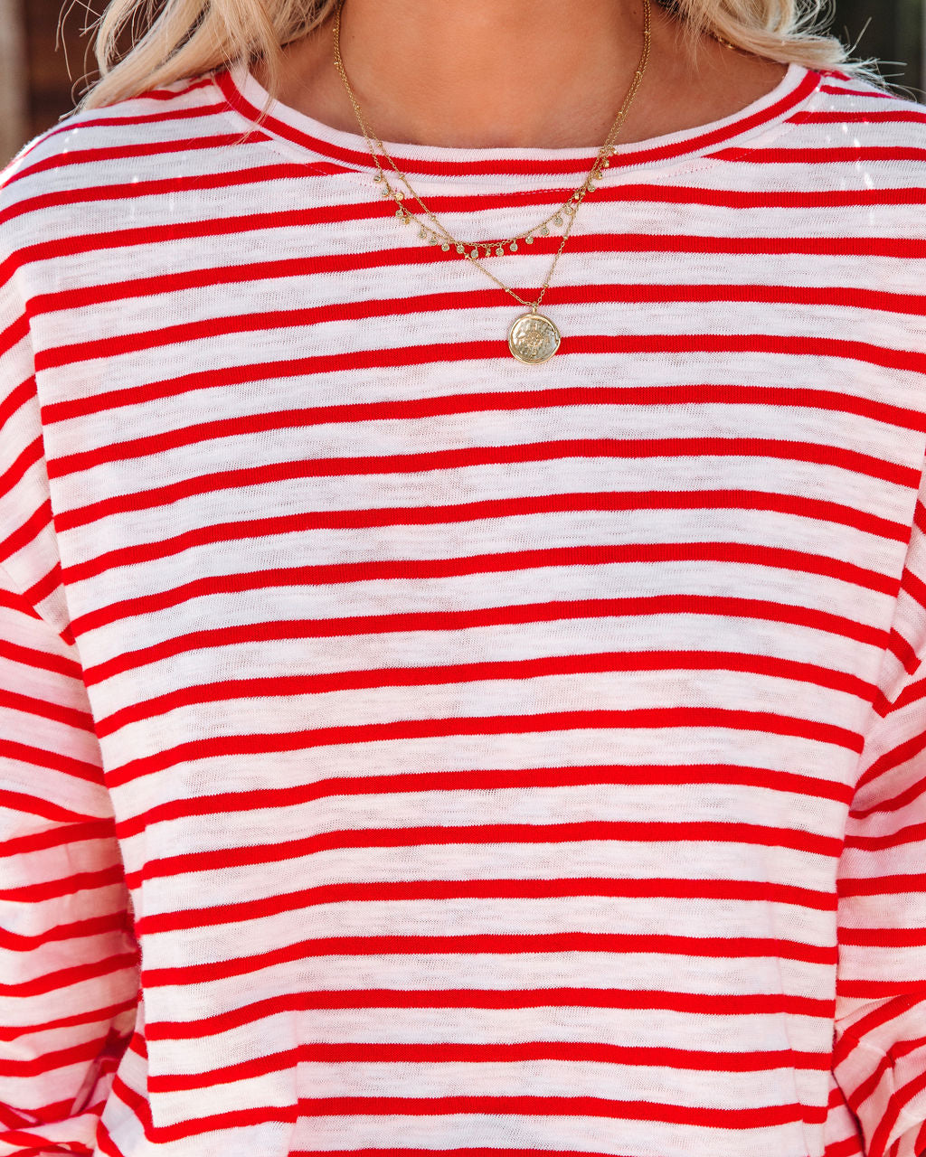 Danelli Cotton Blend Striped Top - Red - FINAL SALE