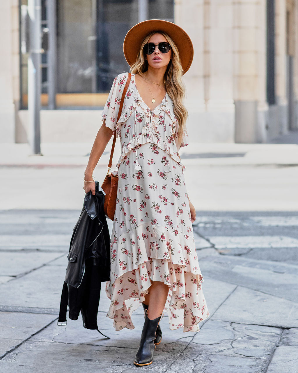 Napa Affairs Floral Ruffle Midi Dress - FINAL SALE