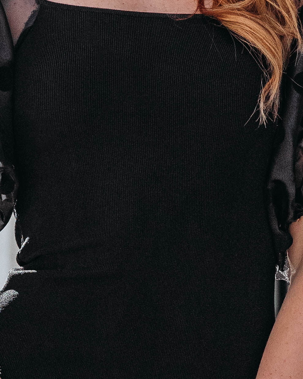 Wonderful Life Organza Puff Sleeve Mini Dress- Black