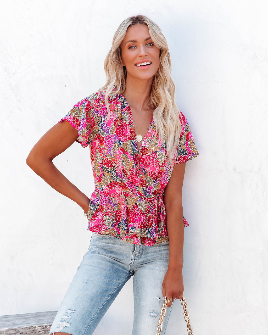 Villa For The Summer Floral Wrap Top - FINAL SALE