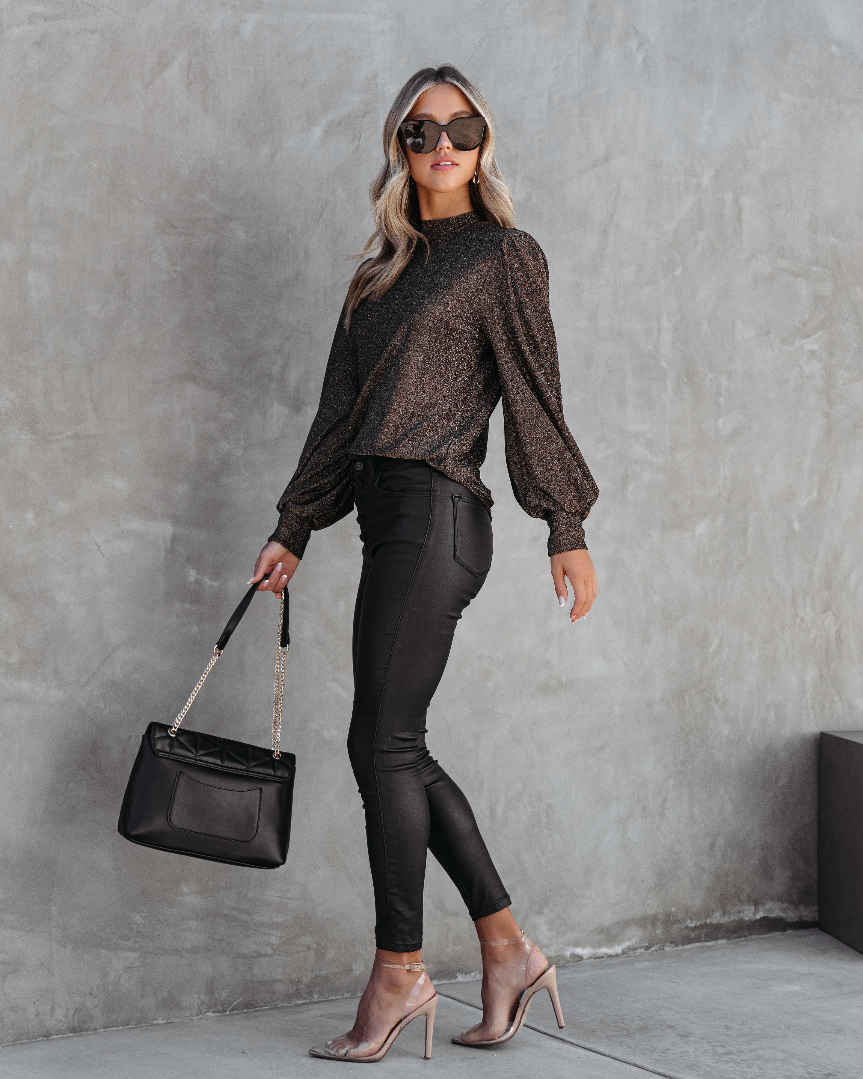 Royally Ever After Metallic Puff Sleeve Top