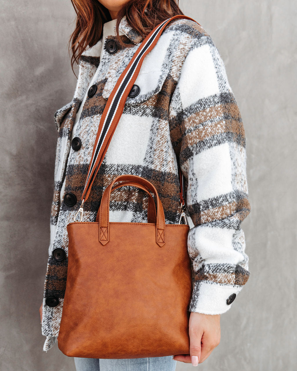 Trina Faux Leather Crossbody Bag - Tan