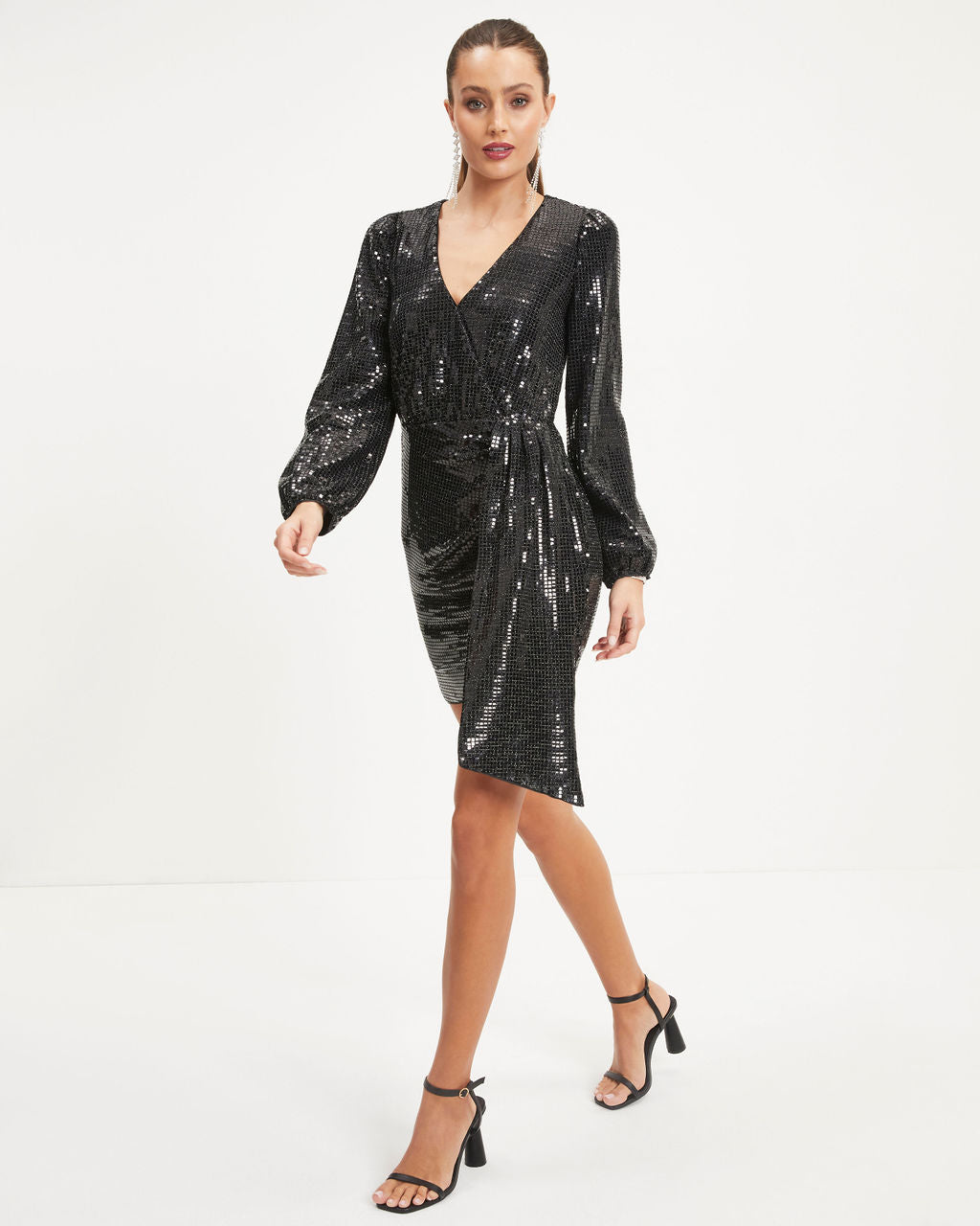 Not So Silent Night Sequin Mini Dress - Black