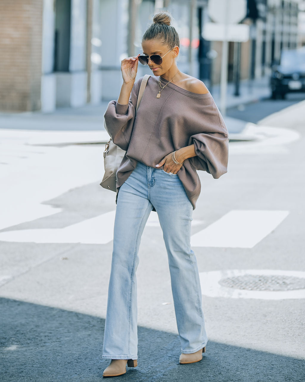 Running Errands Knit Oversized Pullover Sweater - Chocolate