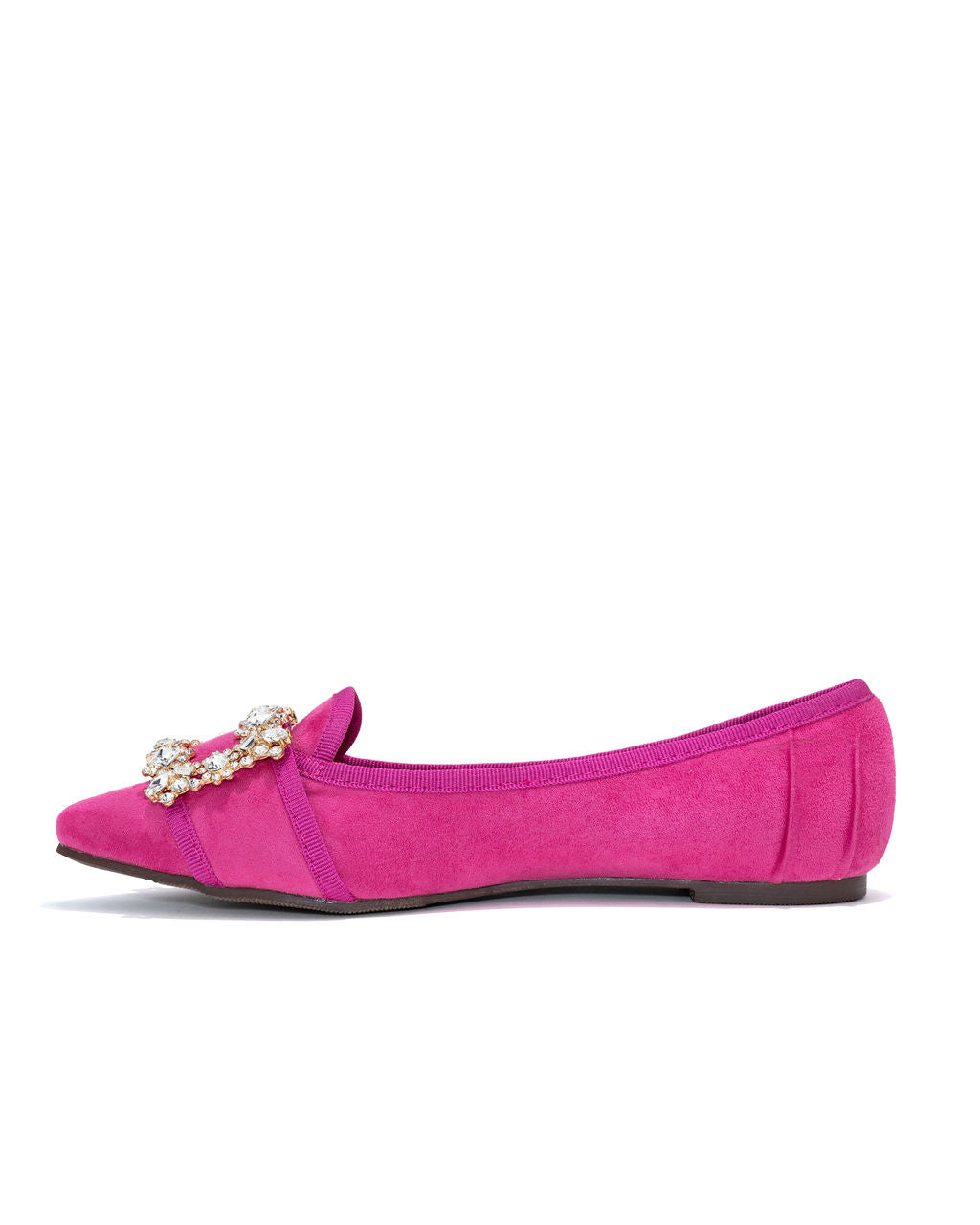 Vanderpump Embellished Faux Suede Flats - Pink