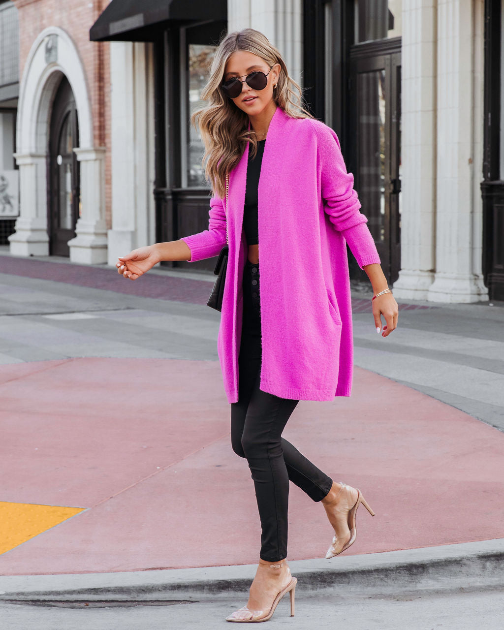 Changing Leaf Pocketed Cardigan - Orchid