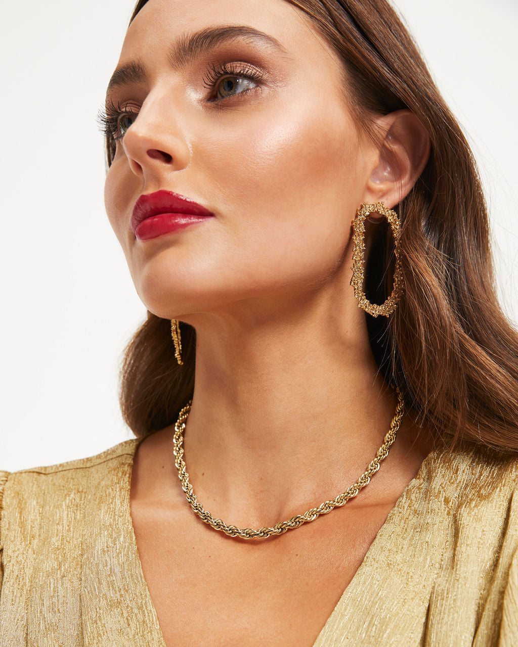 Havana Twisted Chain Choker Necklace - Gold