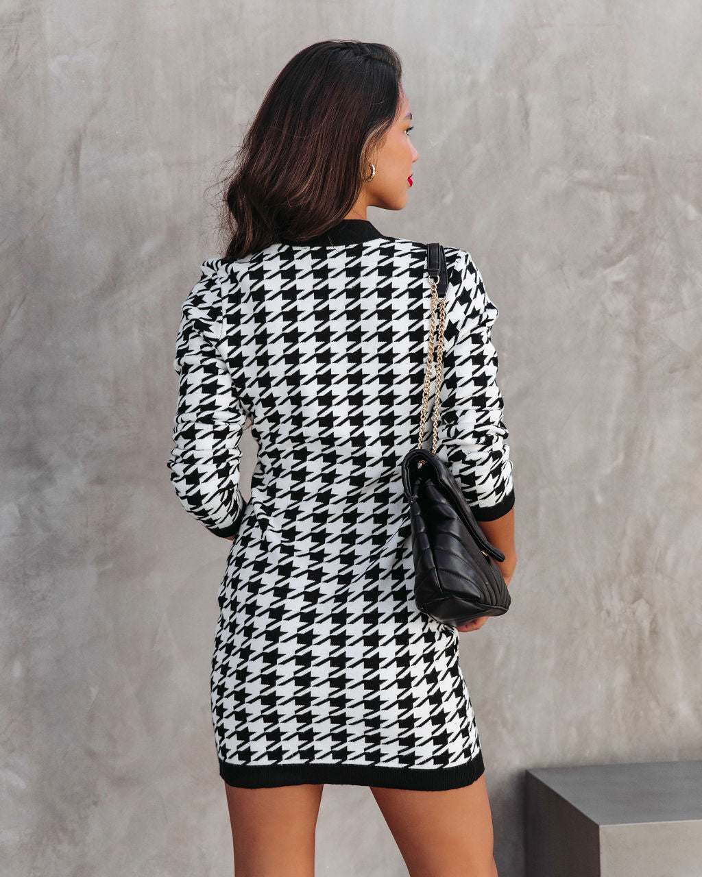 PREORDER - Tres Chic Moment Houndstooth Mini Dress