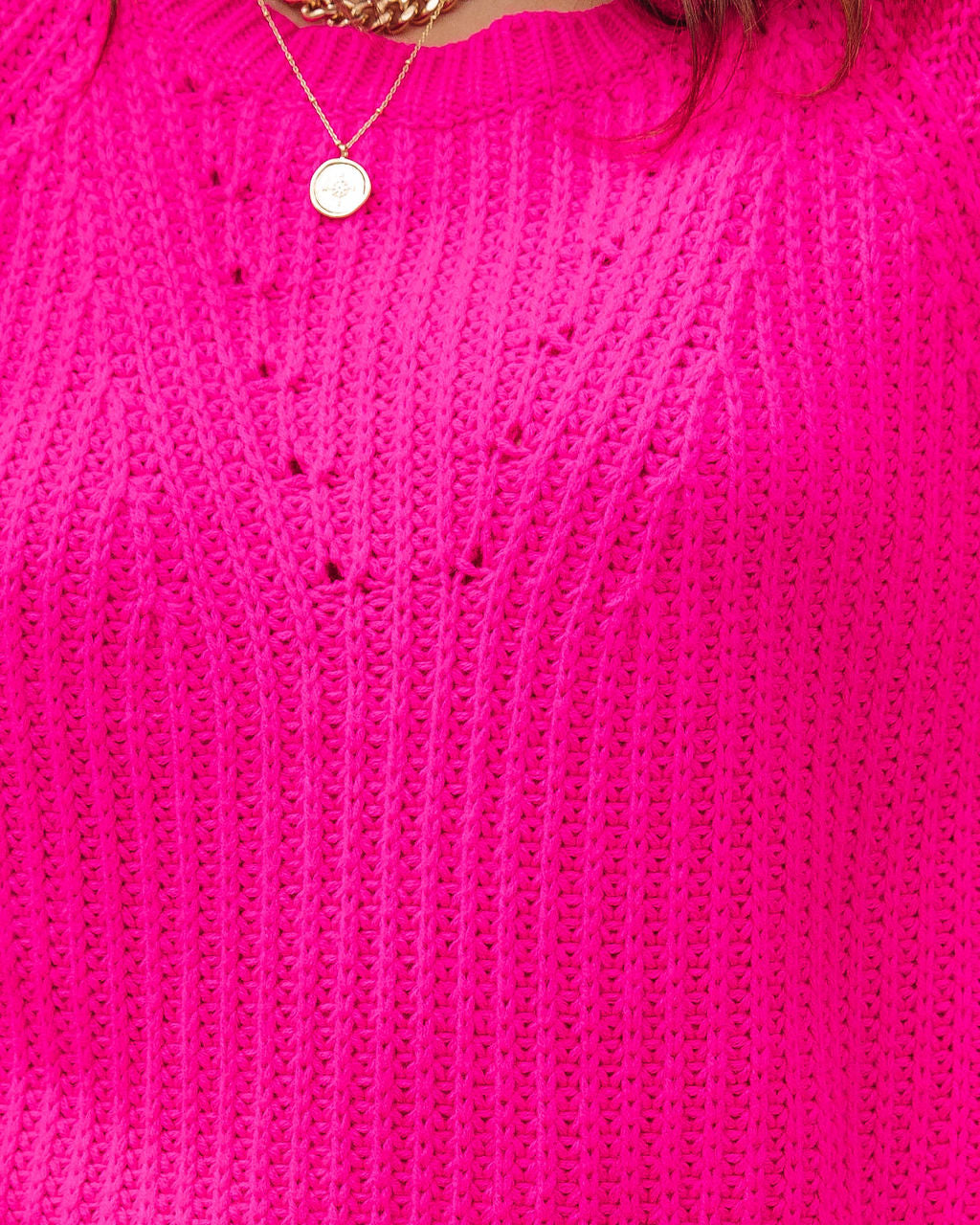 Hype Gal Knit Pullover Sweater - Neon Pink