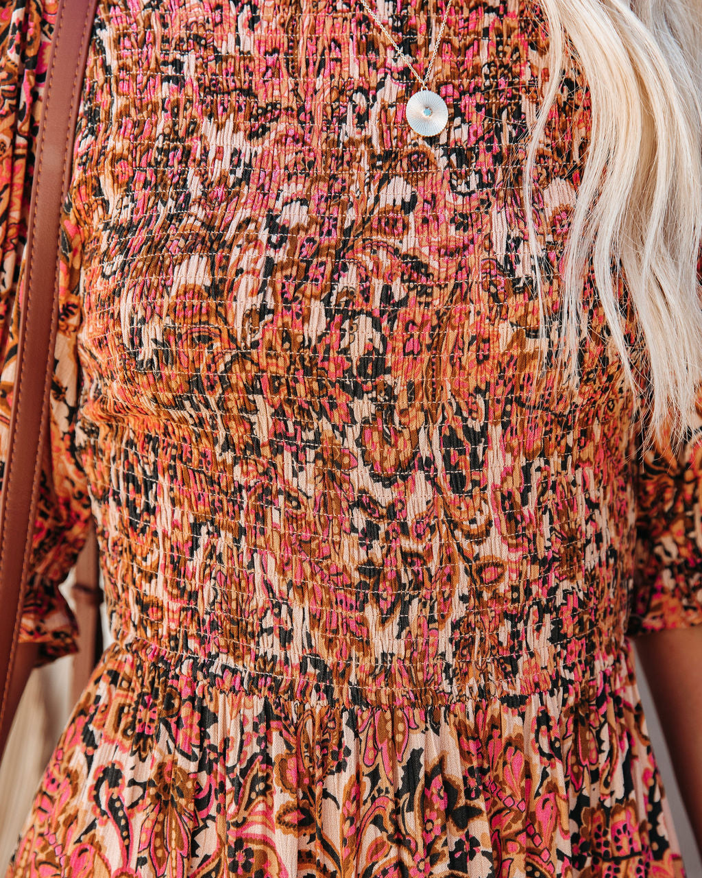 Unseen Beauty Smocked Paisley Maxi Dress