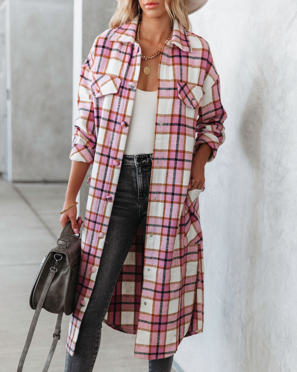 Catarina Plaid Pocketed Jacket