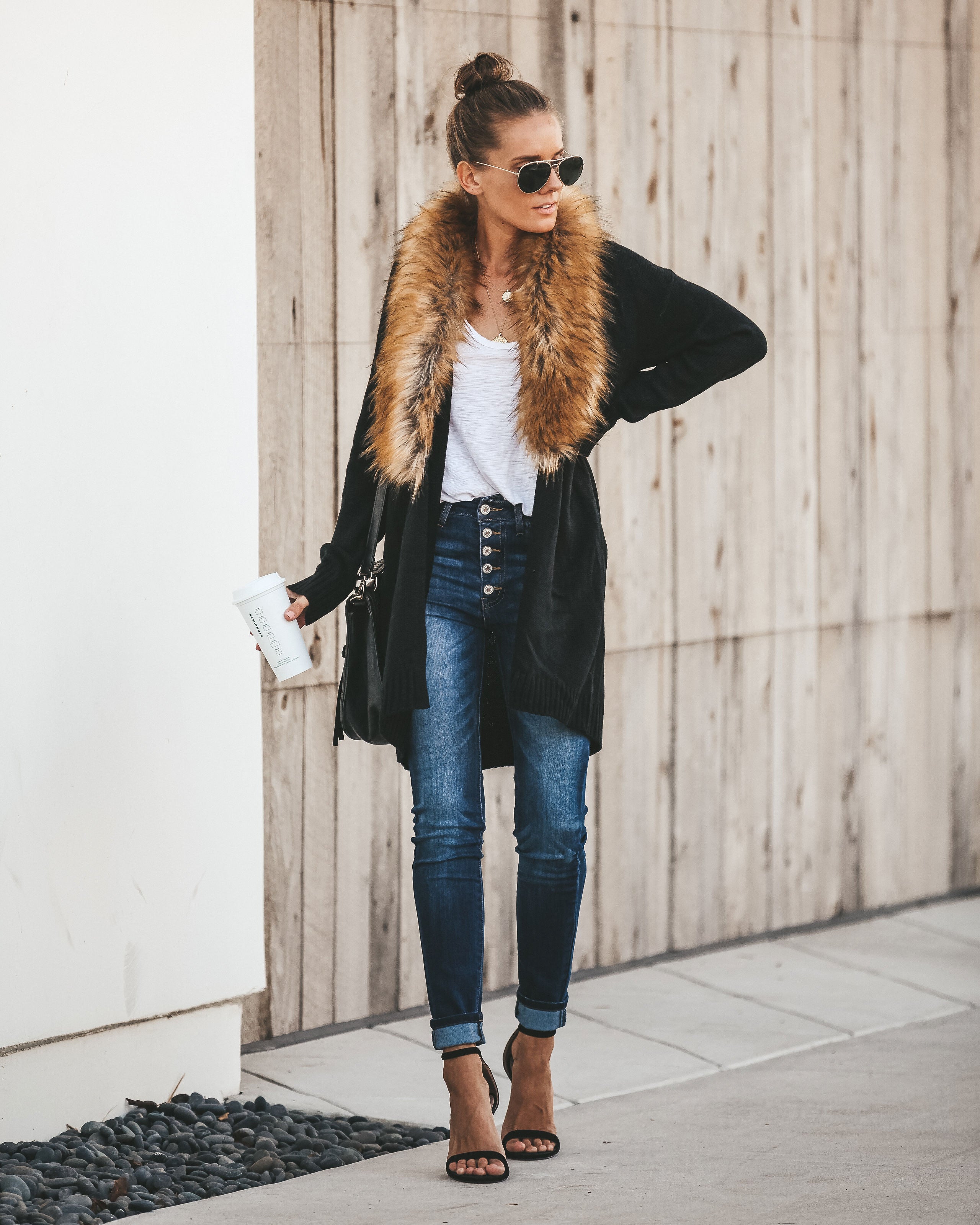 Nocturnal Faux Fur Cardigan