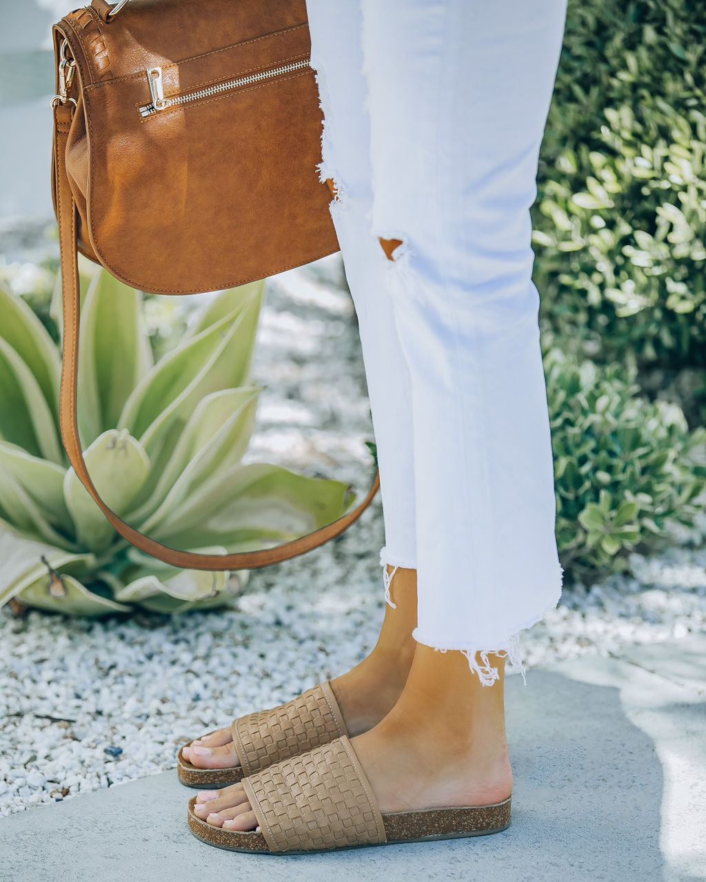 Zoelle Woven Faux Leather Slide Sandal - Natural - FINAL SALE