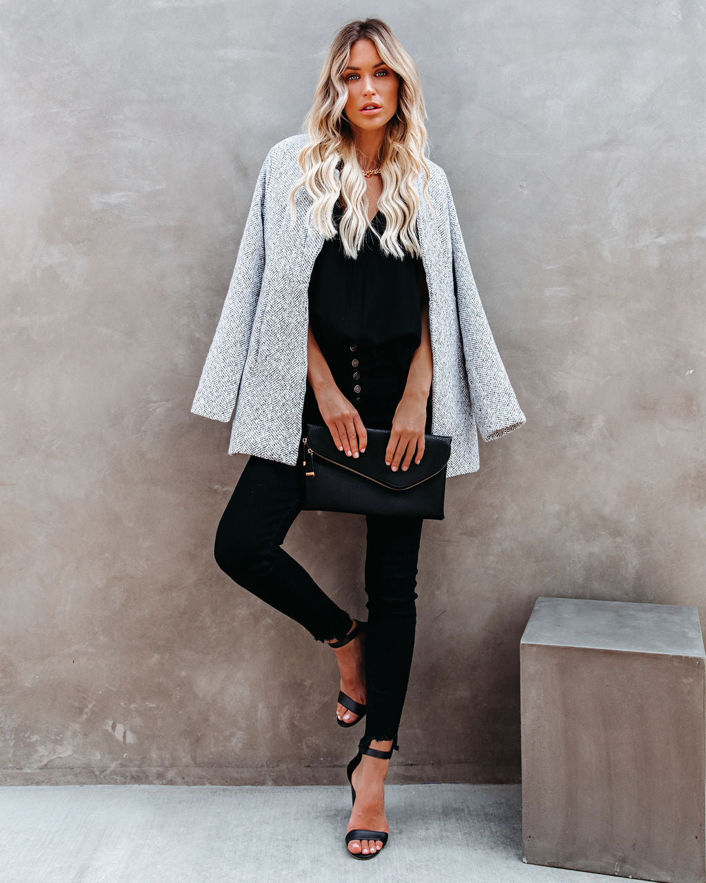 Tayshia Pocketed Coat - Heather Grey