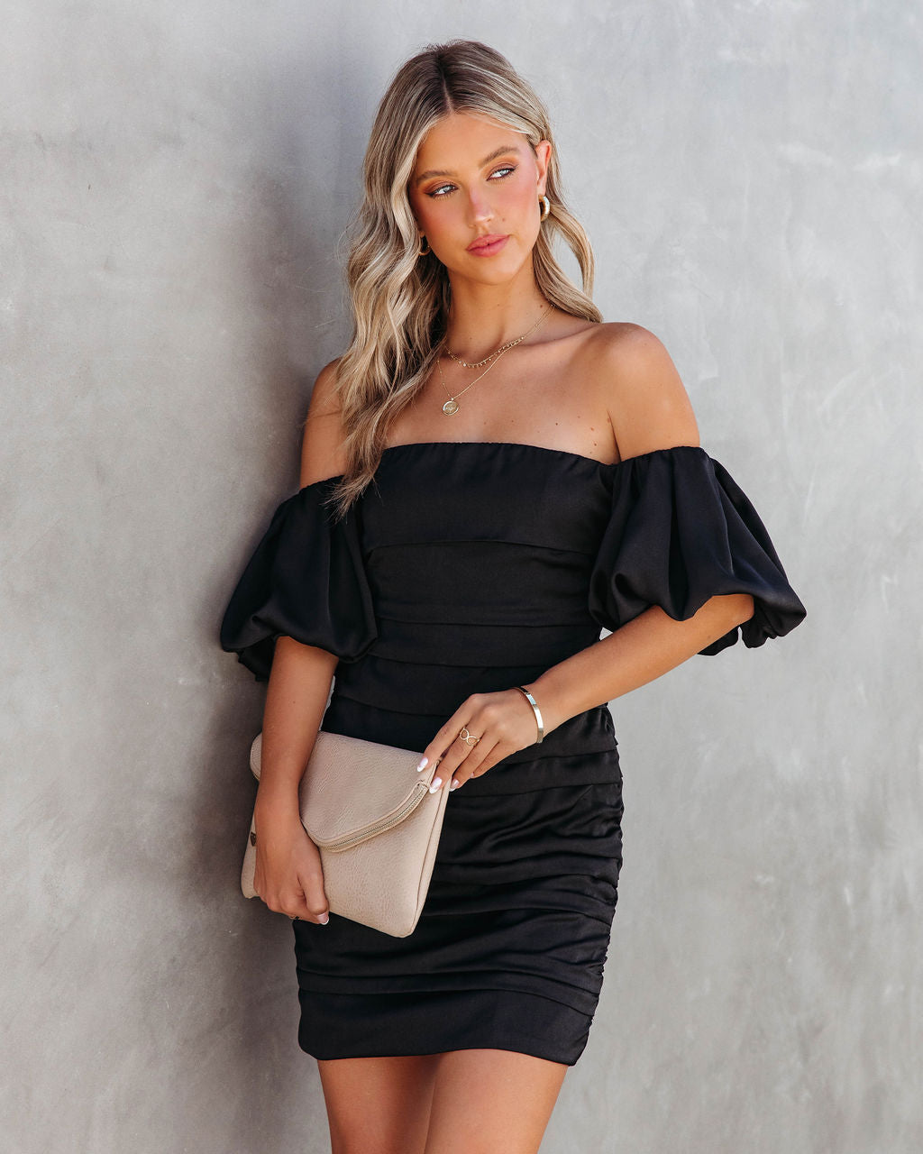 City Fashionista Off The Shoulder Mini Dress - Black