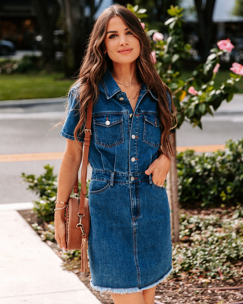 From The Block Denim Pocketed Mini Dress - FINAL SALE