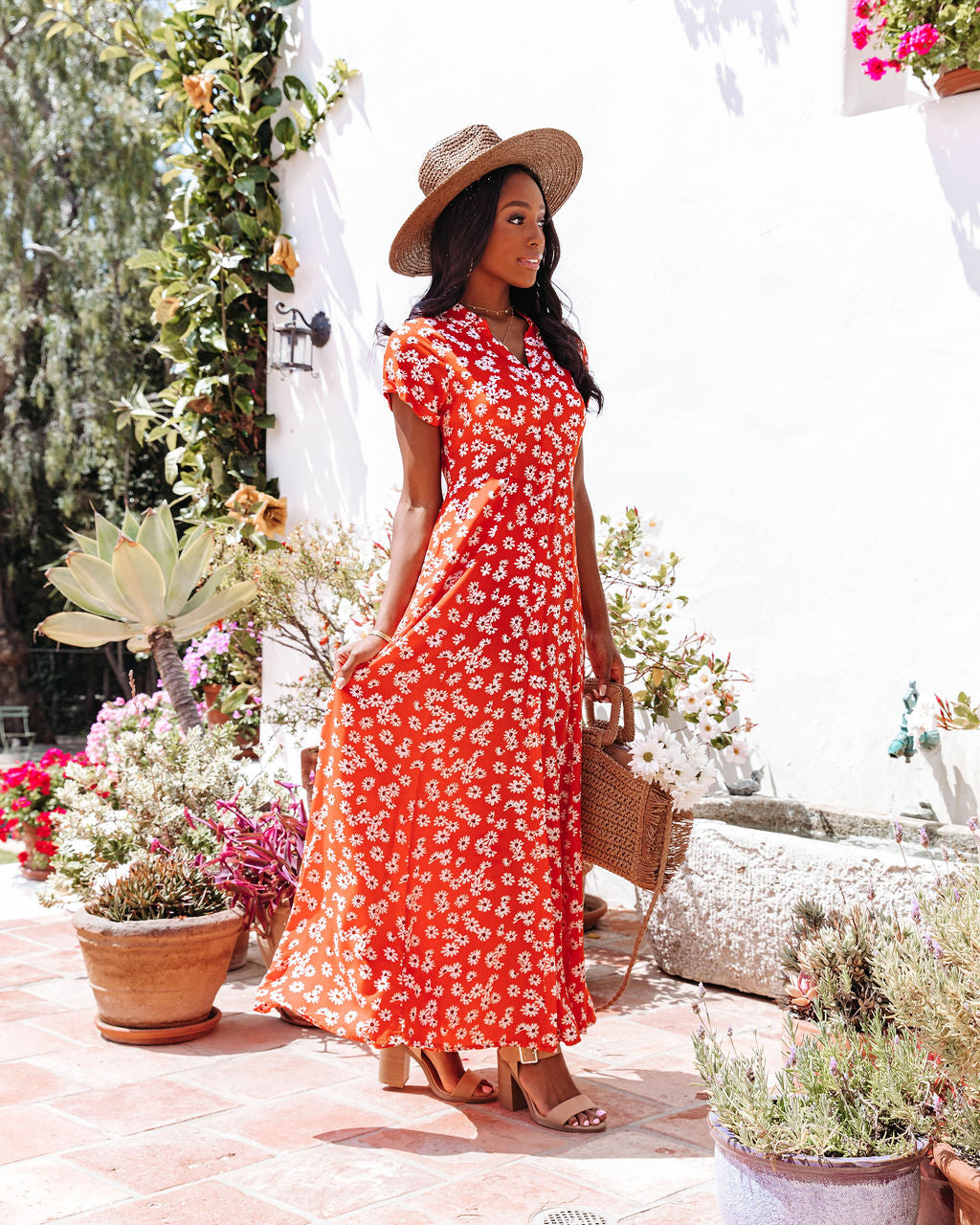 Caviana Floral Pocketed Button Down Maxi Dress - FINAL SALE