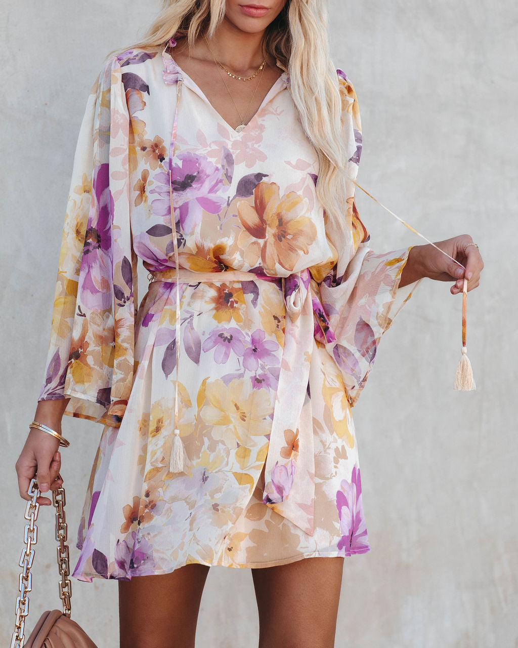 Damaya Floral Chiffon Tassel Dress - FINAL SALE