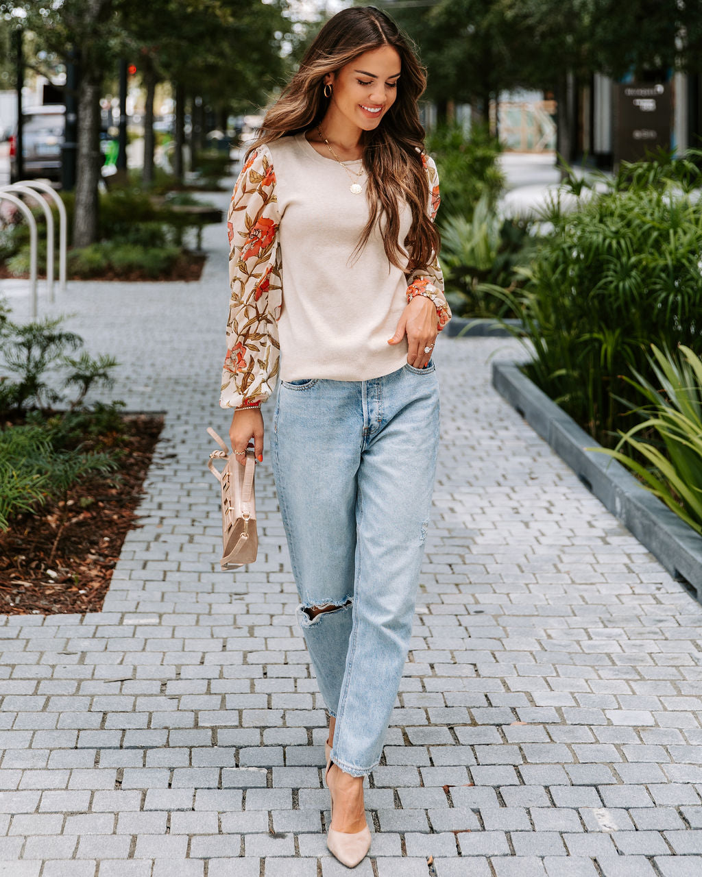 Blaire Knit Burnout Velvet Contrast Top