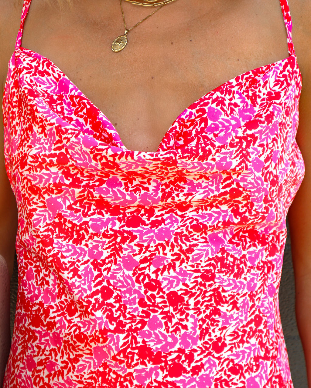 Ruby Floral Satin Slip Midi Dress