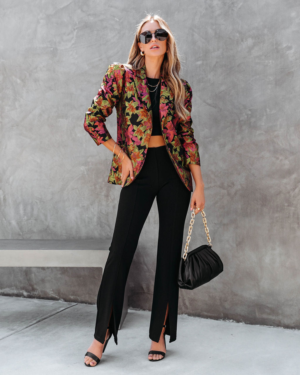 Caught In A Romance Printed Pocketed Blazer