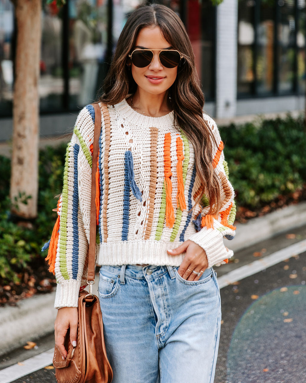 5 Shades Of Autumn Knit Fringe Sweater