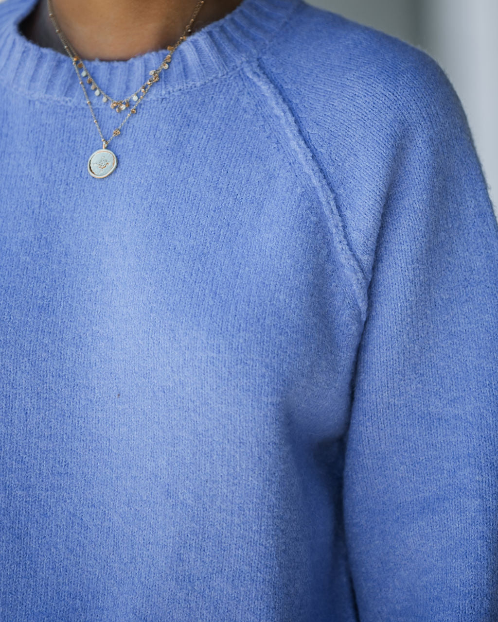 Something Cozy Knit Pullover Sweater - Pastel Indigo