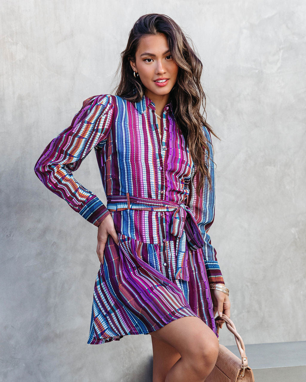 Keeps On Giving Printed Button Down Shirt Dress