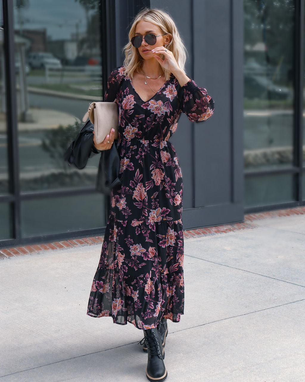 Callie Floral Chiffon Maxi Dress