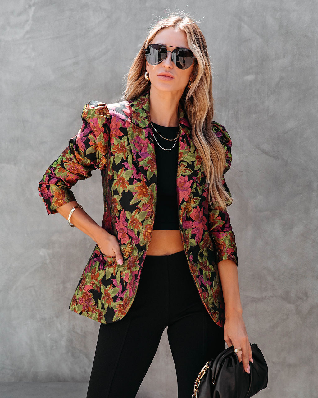 Caught In A Romance Printed Pocketed Blazer