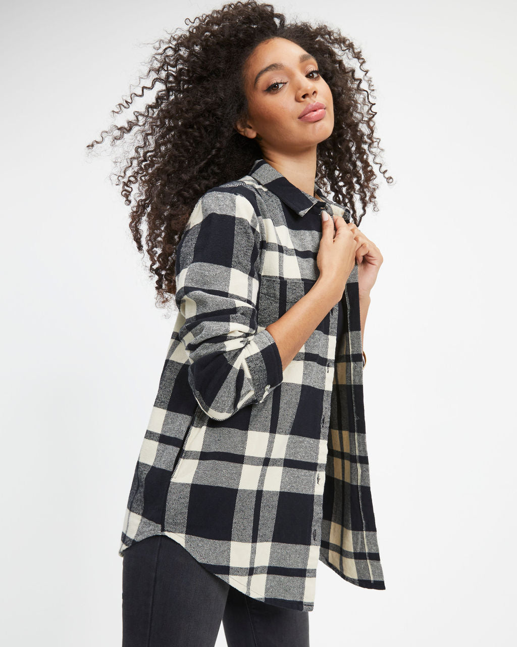Brad Plaid Pocketed Button Down Top