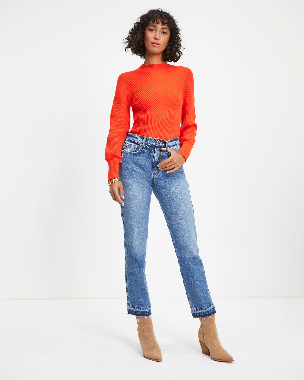 Archie Ribbed Knit Pullover Sweater - Orange - FINAL SALE